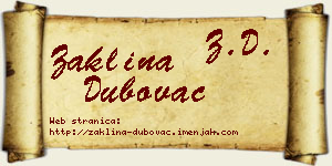 Žaklina Dubovac vizit kartica